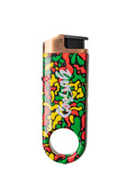 Cooyah Jamaica - DISSIM inverted slim torch lighter.  Rasta Abstract graphics.  IRIE