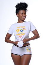 Cooyah Clothing- Women's Bad Like 90's Dancehall tee.  Soft 100% ringspun cotton with a vintage feel.
