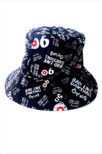 Load image into Gallery viewer, Cooyah Bad Like 90’s Dancehall Bucket Hat  in black.  We are a Jamaican owned streetwear clothing brand since 1987.
