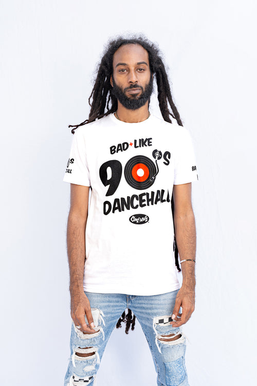 Cooyah Clothing men's Bad Like 90s Dancehall graphic tee in white