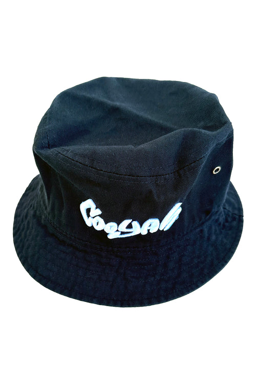 Cooyah black bucket hat with embroidered Cooyah logo.  Jamaican streetwear, beachwear clothing.