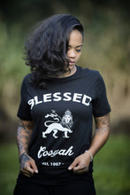 Load image into Gallery viewer, Cooyah Blessed Rasta Lion women&#39;s tee in black
