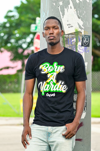 Cooyah Jamaica.  Born A Yardie graphic tee.  Men's short sleeve, 100% ringpun cotton.  Jamaican streetwear clothing brand.  876