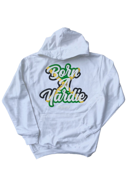 Cooyah Women's Born A Yardie Jamaica Hoodie.  Screen printed in Jamaican colors.  Reggae style clothing since 1987.