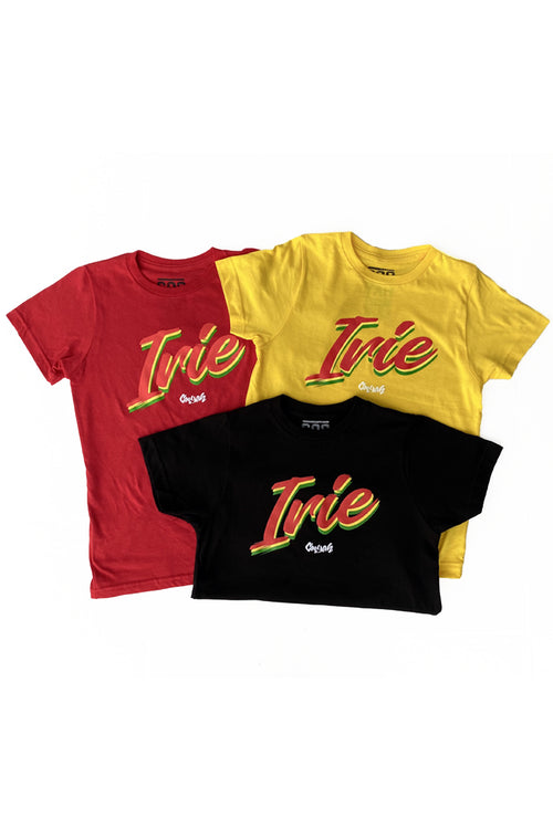 Cooyah Jamaica. Kid's Irie Tee. Reggae t-shirt screen printed in rasta colors. Jamaican children's wear