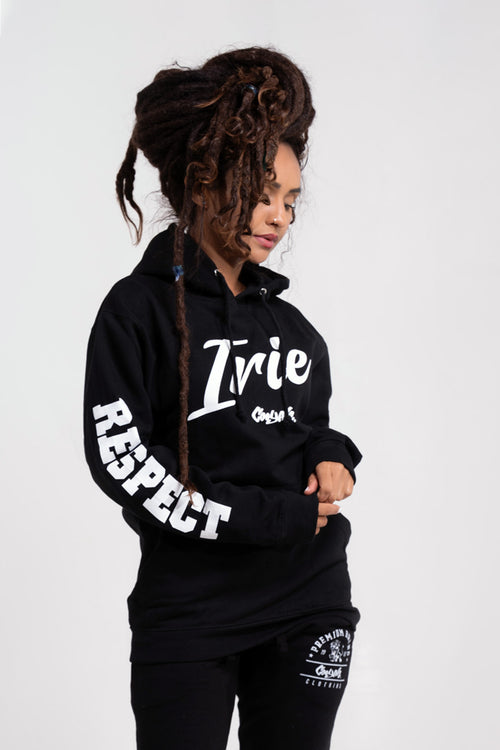 Cooyah Jamaica - Women's Irie Yardie black pullover hoodie. Jamaican reggae streetwear clothing brand since 1987.  One Love