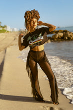 Load image into Gallery viewer, Cooyah Clothing. Cannabis Beach Club women&#39;s crop top. Jamaican beachwear clothing. Ringspun, kush, graphic tee
