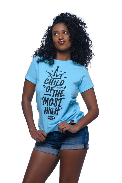 Cooyah.  Child of the Most High womens graphic tee.  Screen printed on soft, 100% ringspun cotton.