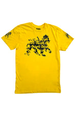Load image into Gallery viewer, Cooyah. Men&#39;s yellow lion ringspun cotton graphic tee. We are the official reggae clothing brand established in 1987.
