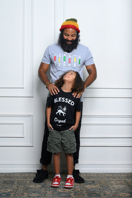Kid's Blessed Rasta Lion graphic tee in black by Cooyah Clothing