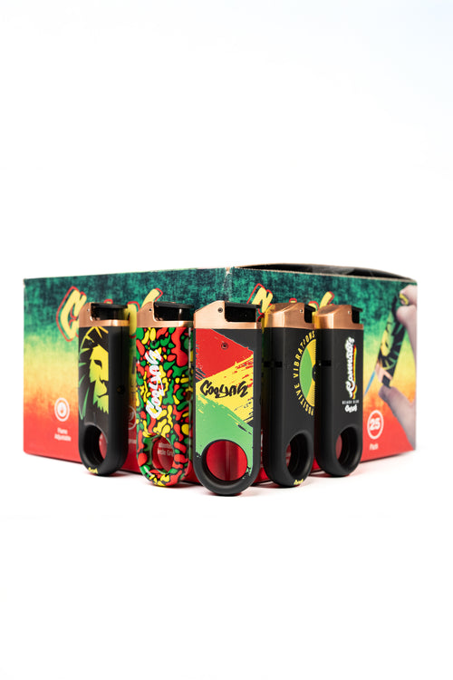 Cooyah Jamaica - Reggae style lighters.  Collab with Dissim inverted slim torch lighter.  We are a Jamaican owned brand since 1987.