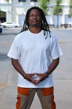 Men's White on White short sleeve shirt with monochromatic Cooyah graphic in the front.