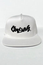 Load image into Gallery viewer, Cooyah Brand Jamaica 5 Panel Embroidered Snapback Hats in white.  Jamaican streetwear, dancehall clothing.
