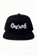 Load image into Gallery viewer, Cooyah Brand Jamaica 5 Panel Embroidered Snapback Hats in black.  Jamaican streetwear, dancehall clothing.
