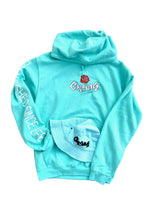 Load image into Gallery viewer, Cooyah Clothing Rose Embroidered Hoodie in mint green.
