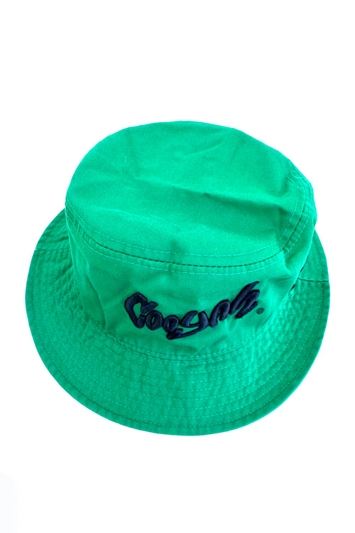 Cooyah  green bucket hat with embroidered Cooyah logo.  Jamaican streetwear, beachwear clothing.