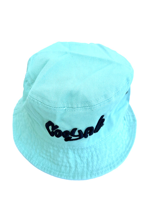 Cooyah mint green bucket hat with embroidered Cooyah logo.  Jamaican streetwear, beachwear clothing.