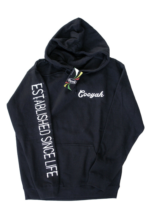 Cooyah Jamaica.  Women's black hoodies with logo.  Jamaican streetwear fashion.  Established since life.