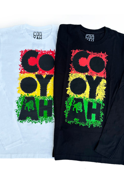 Cooyah Clothing long sleeve Mens' Jamaica graphic Tee Shirt, Ring Spun, Crew Neck, Street Wear Reggae Style
