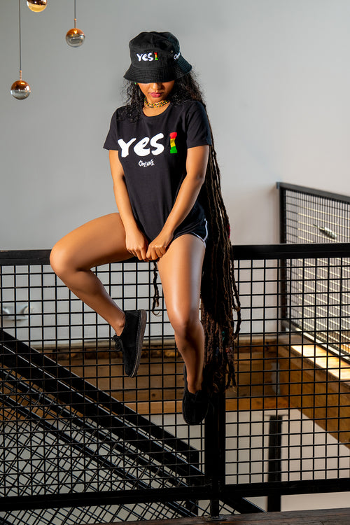 COOYAH Jamaica. Yes I embroidered Bucket Hat and graphic tees. Reggae streetwear clothing.