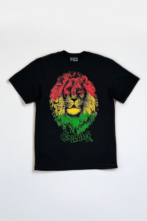 Cooyah Jamaica - Men's Big Face Rasta Lion graphic tee.