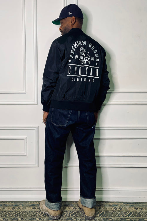 Cooyah Clothing - Men's Premium Brand Lion Bomber Jacket.  Screen printed at Cooyah Studio.
