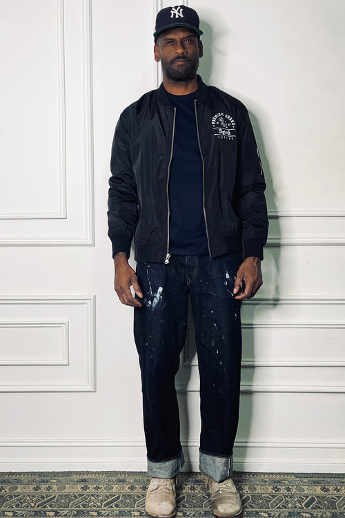 Cooyah Jamaica - Men's Black quilted Premium Brand Lion bomber jacket.