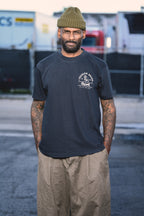 Cooyah Jamaica - Men's boxy fit Premium Brand Graphic Tee with Lion print in blue.  We are a Jamaican owned clothing brand established in 1987.