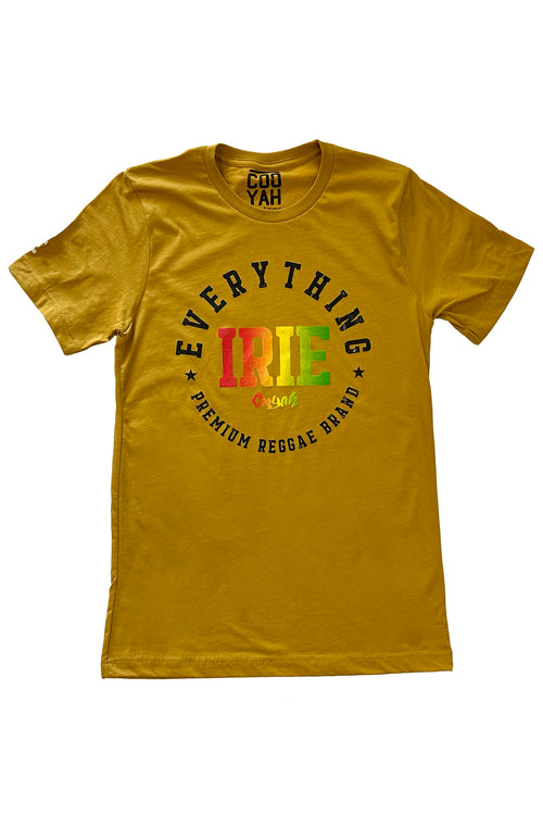 Cooyah Jamaica Everything Irie men's short sleeve graphic tee with reggae colors. We are a Jamaican clothing brand established in 1987.