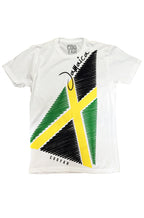 Cooyah Clothing. Men's Kingston Jamaica graphic tee. Jamaican flag pennant design on soft, rinspun cotton. IRIE