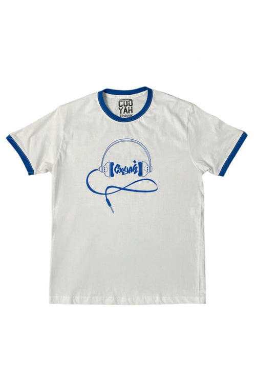 Head phones ringer graphic tee with Cooyah logo.  90's retro style shirt.  Unisex