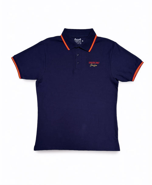 Cooyah - Men's embroidered polo shirt in navy blue.  We are a Jamaican owned reggae brand established in 1987.