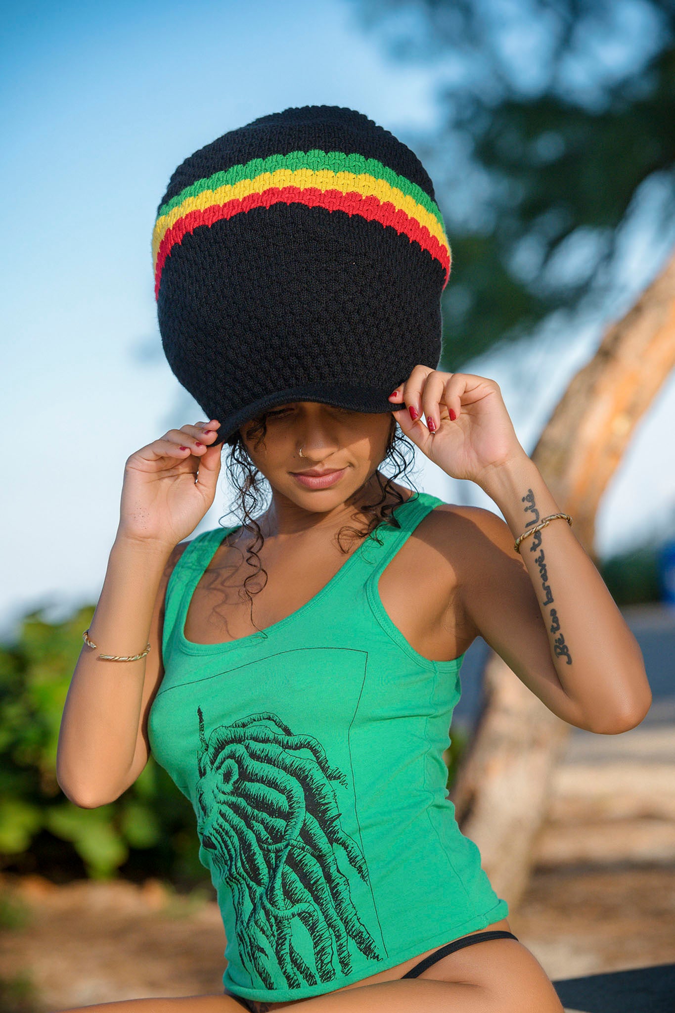 Cooyah Rasta Tam with Brim in Reggae Colors Cooyah Clothing Store