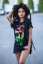 Cooyah Jamaica - women's relaxed fit reggae graphic tee.  Screen printed on soft 100% ringspun cotton - boyfriend fit tee.