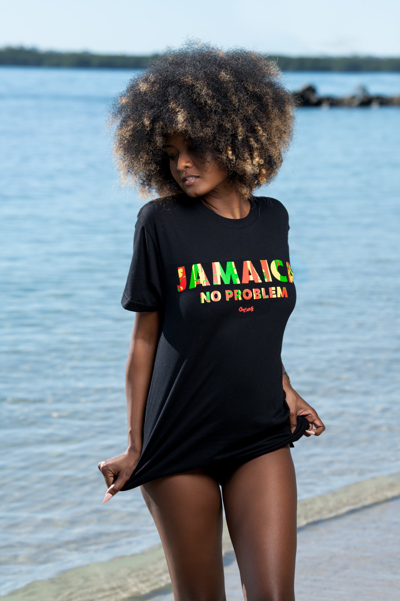 Cooyah Women s Jamaica No Problem Reggae Colors Boyfriend Fit Tee