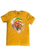 Load image into Gallery viewer, Cooyah Haile Selassie i Rastafari graphic tee in gold
