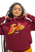 Load image into Gallery viewer, Cooyah Clothing IRIE Rasta Pullover Hoodie in burgundy. Reggae Casual Jamaican Street Wear Sweatshirt
