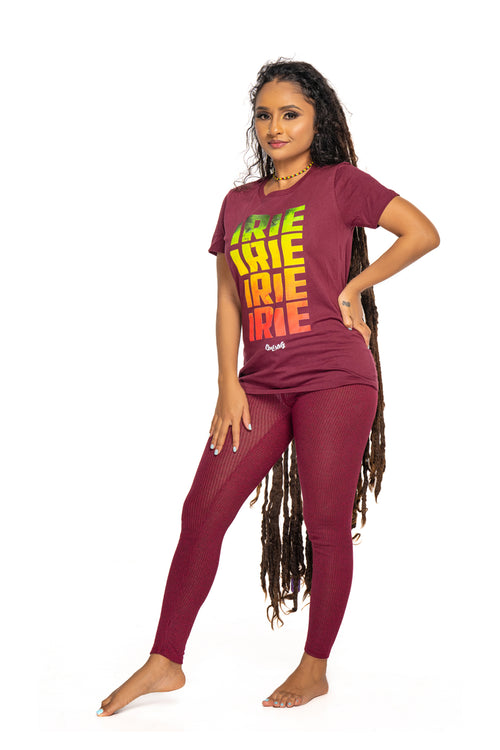 Cooyah Jamaica - women's short sleeve Irie graphic tees. Screen printed in reggae colors on soft, ringspun cotton. Jamaican Street Wear Reggae clothing