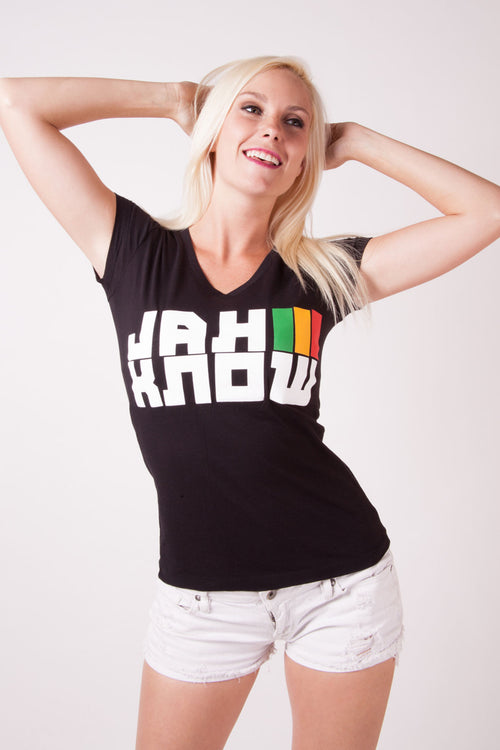 Cooyah Jamaica - Womens Jah Know Graphic Tees.  Jamaican clothing store online with worldwide shipping.
