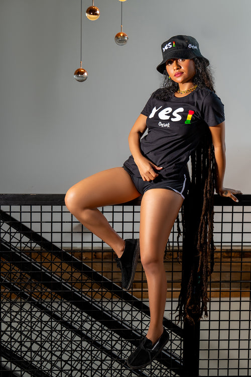 COOYAH Jamaica. Yes I embroidered Bucket Hat and graphic tees. Reggae streetwear clothing.