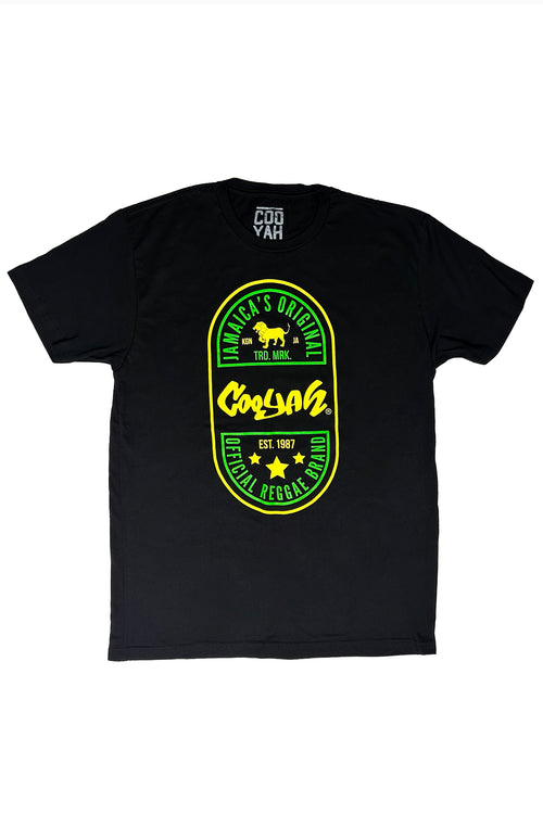 Cooyah Jamaica men's graphic tee screen printed in Jamaican colors.