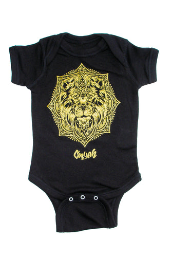 Cooyah Clothing.  Lion Mandala Baby Onesie.  Soft, cotton