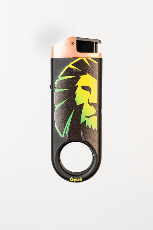 Cooyah - Rasta Lion lighter.  DISSIM inverted slim torch lighter.  Reggae