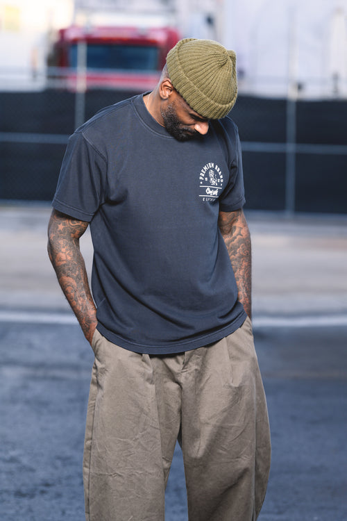 Cooyah - Men's blue, boxy fit Premium Brand Graphic Tee with Lion print on the front and back.