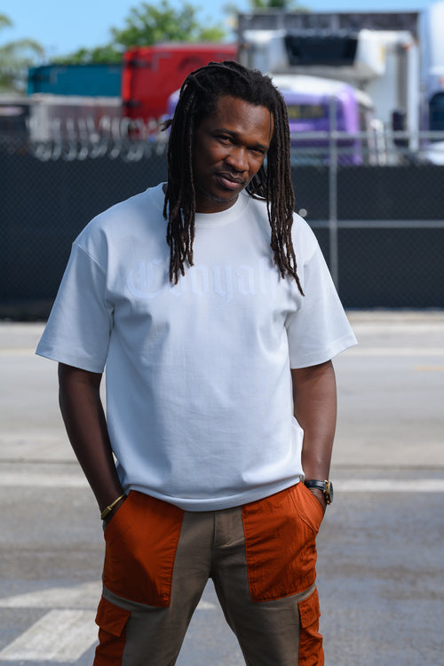 Cooyah Men's White on White graphic tee.