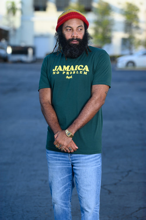 Cooyah - Men's dark green Jamaica No Problem graphic tee.