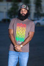 Cooyah Jamaica - Men's brown short sleeve reggae graphic tee.
