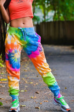 Load image into Gallery viewer, Cooyah Clothing. Women&#39;s Premium Brand Tie-Dye Joggers with Lion graphic. Jamaican streetwear clothing brand.
