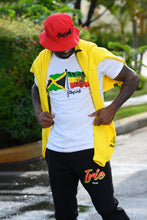 Load image into Gallery viewer, Cooyah Jamaica. Men&#39;s Irie Rasta Joggers screen printed in reggae colors. Jamaican streetwear culture.
