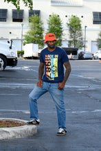 Load image into Gallery viewer, Cooyah Jamaica. Men&#39;s Lion Prowler graphic tee in navy blue. Jamaican streetwear clothing brand since 1987. IRIE
